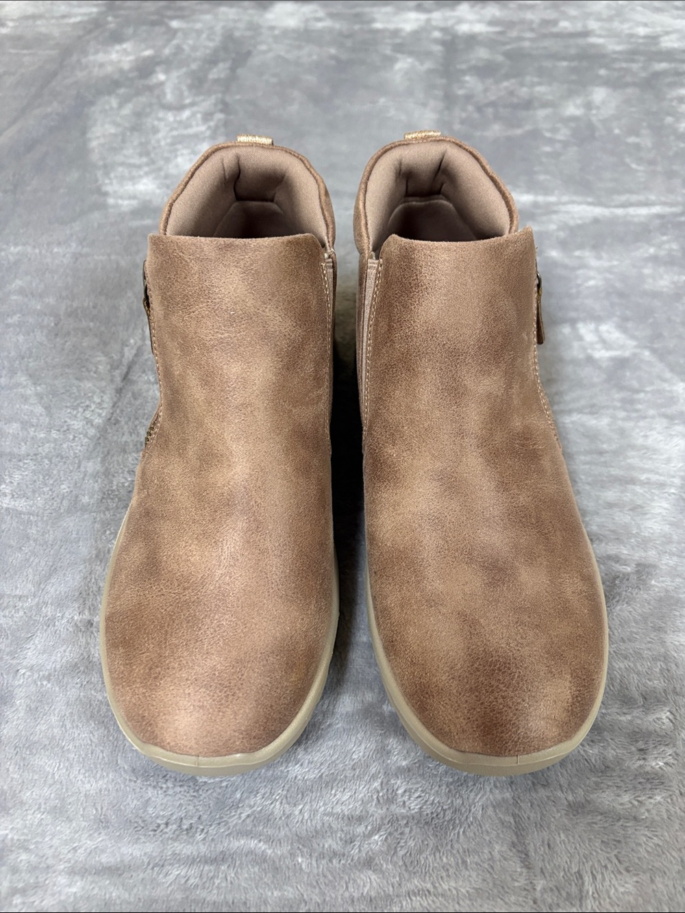 Skechers Women's Taupe Suede Ankle Booties